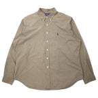 日本然リトテ-古着オンライン-Ralph Lauren ウィンドペンチェック ボタンダウンシャツ XXL カーキ コットン CLASSIC FIT スモールポニー刺繍-Ralph Lauren Windpen Checked button-down Shirts XXL Khaki Cotton CLASSIC FIT Small Pony Embroidery