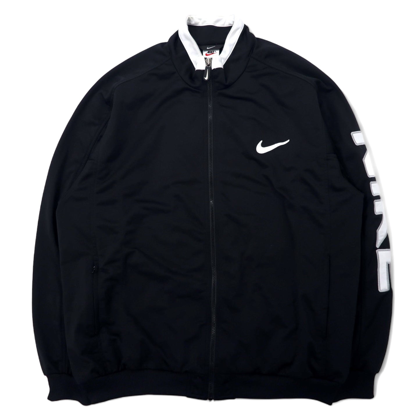 NIKE 90年代 トラックジャケット ジャージ XL ブラック ポリエステル スウォッシュロゴ 袖ロゴ 銀タグ