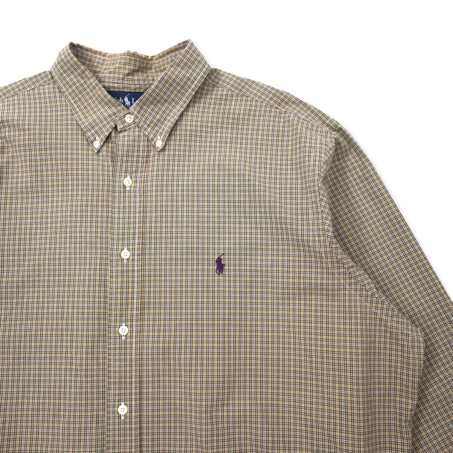 Ralph Lauren windowpane check button-down shirt, XXL, khaki, cotton, CLASSIC FIT, small pony embroidery