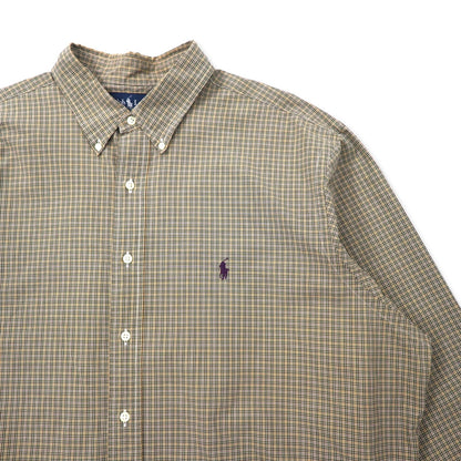 Ralph Lauren windowpane check button-down shirt, XXL, khaki, cotton, CLASSIC FIT, small pony embroidery