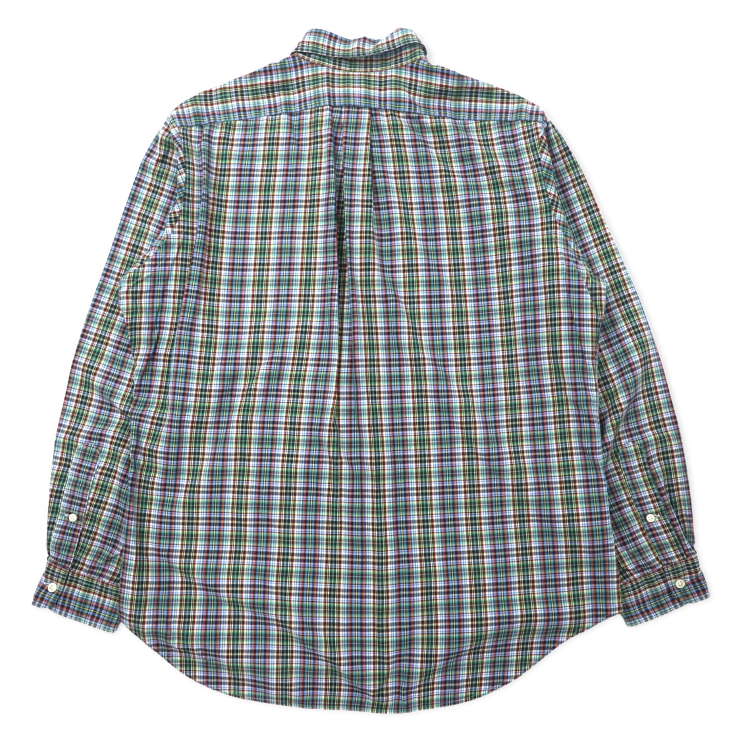 Ralph Lauren Windowpane Check Button-Down Shirt L Blue Khaki Cotton CLASSIC FIT Small Pony Embroidery
