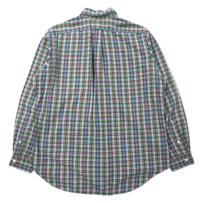 Ralph Lauren Windowpane Check Button-Down Shirt L Blue Khaki Cotton CLASSIC FIT Small Pony Embroidery