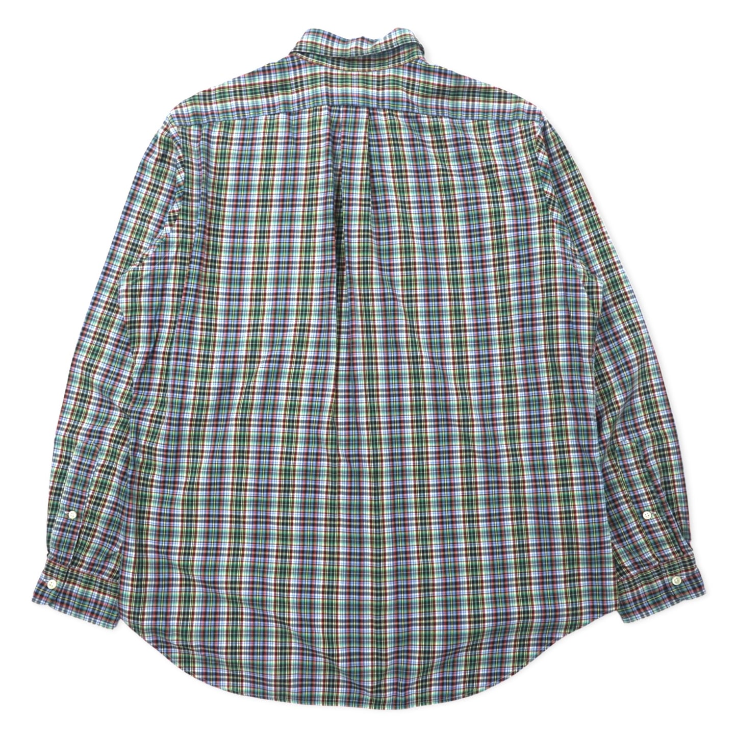 Ralph Lauren ウィンドペンチェック ボタンダウンシャツ L ブルー カーキ コットン CLASSIC FIT スモールポニー刺繍