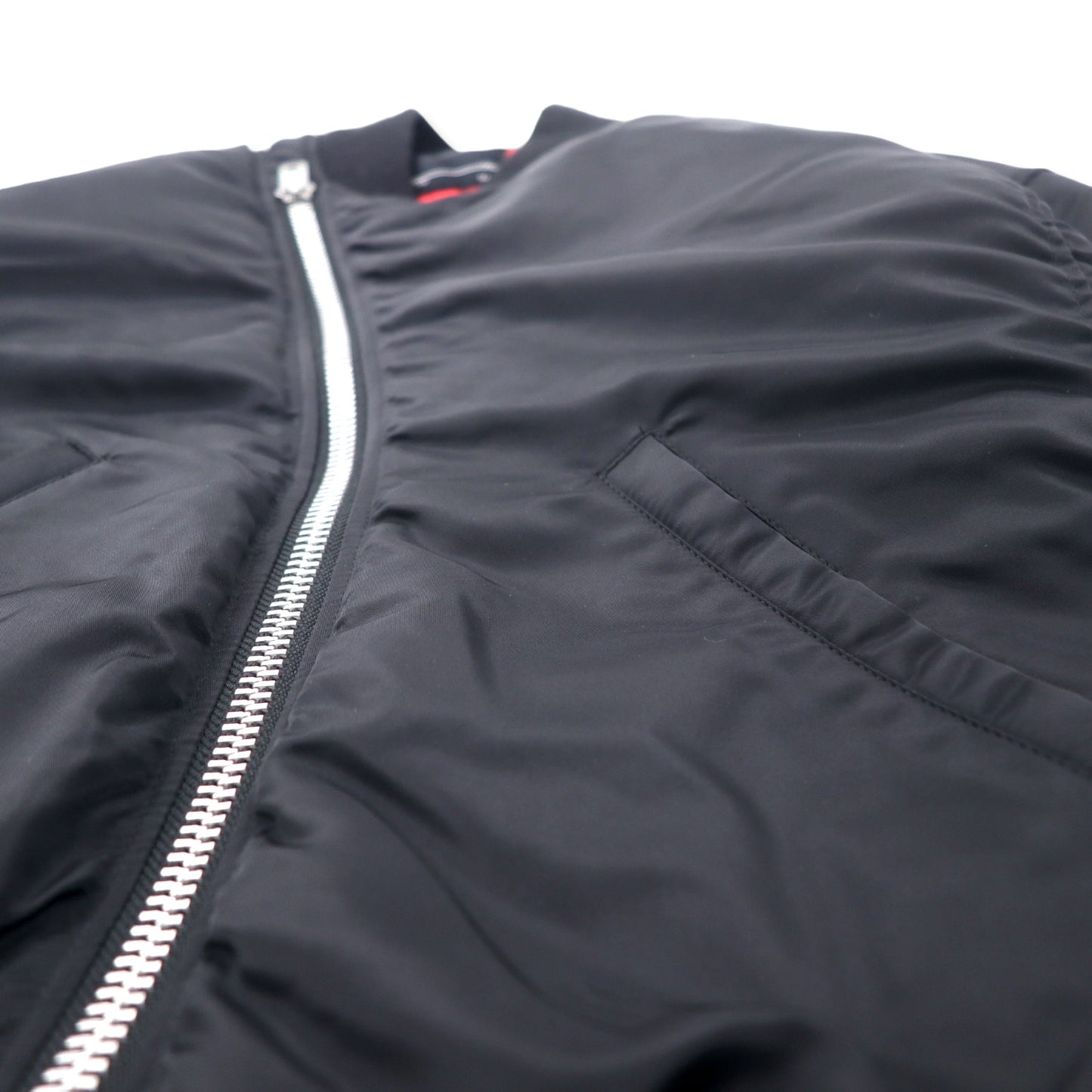 LAD MUSICIAN Asymmetric MA-1 Bomber Jacket 44 Black Nylon Freight 