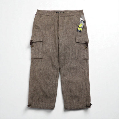 POLO JEANS COMPANY RALPH LAUREN 90年代 ワイド クロップド ツイード パンツ トラウザーズ M ブラウン ウール ヘリンボーン CITY TWEED 未使用品