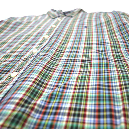 Ralph Lauren Windowpane Check Button-Down Shirt L Blue Khaki Cotton CLASSIC FIT Small Pony Embroidery