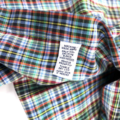 Ralph Lauren Windowpane Check Button-Down Shirt L Blue Khaki Cotton CLASSIC FIT Small Pony Embroidery