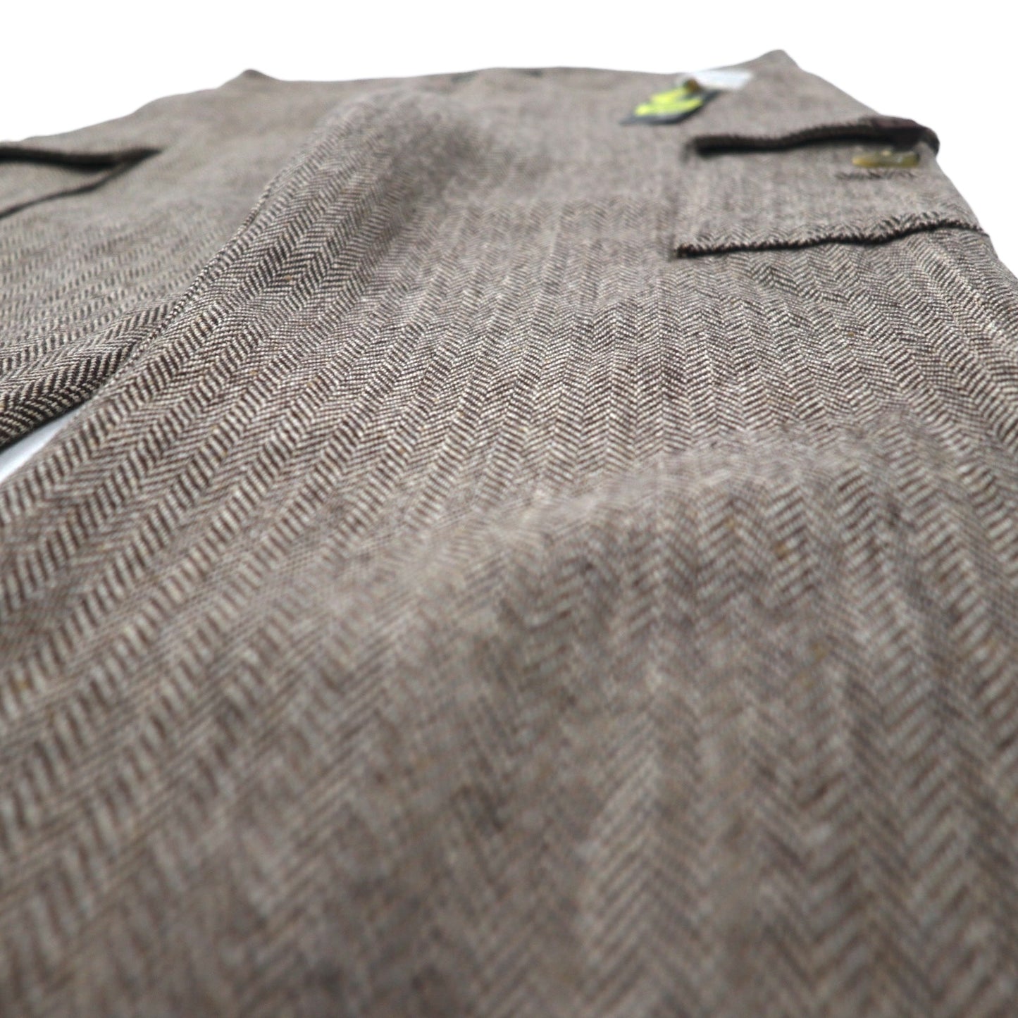 POLO JEANS COMPANY RALPH LAUREN 90年代 ワイド クロップド ツイード パンツ トラウザーズ M ブラウン ウール ヘリンボーン CITY TWEED 未使用品