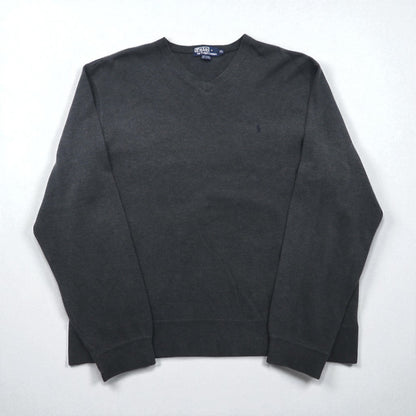 Polo Ralph Lauren 90年代 Vネック スウェット トレーナー XL グレー コットン