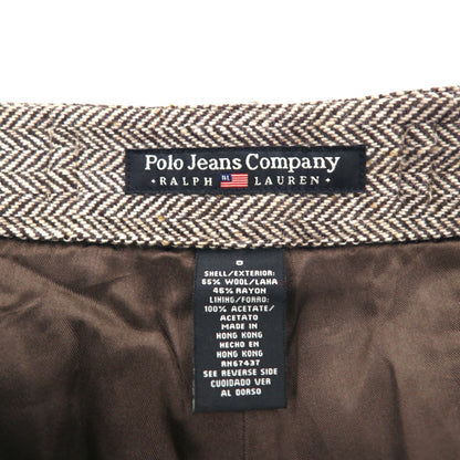POLO JEANS COMPANY RALPH LAUREN 90年代 ワイド クロップド ツイード パンツ トラウザーズ M ブラウン ウール ヘリンボーン CITY TWEED 未使用品