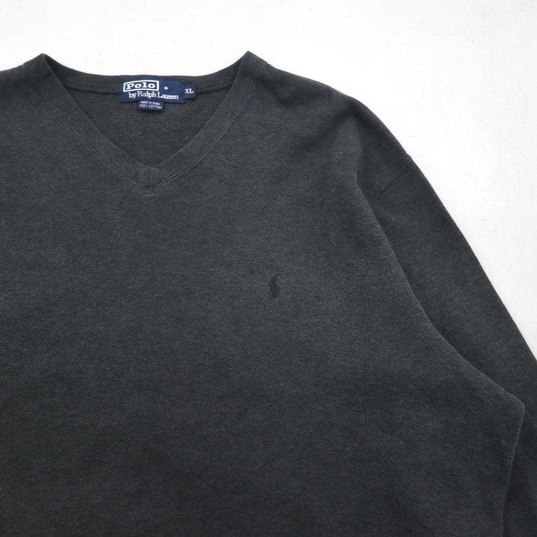 Polo Ralph Lauren 90s V-neck sweatshirt, size XL, gray cotton