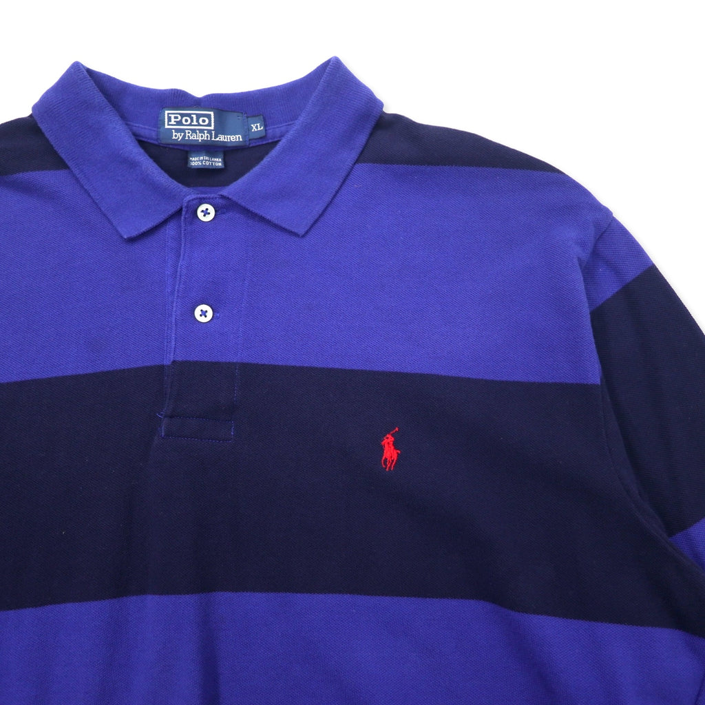 Polo by Ralph Lauren striped rugby shirt, XL, blue, cotton, small pony embroidery