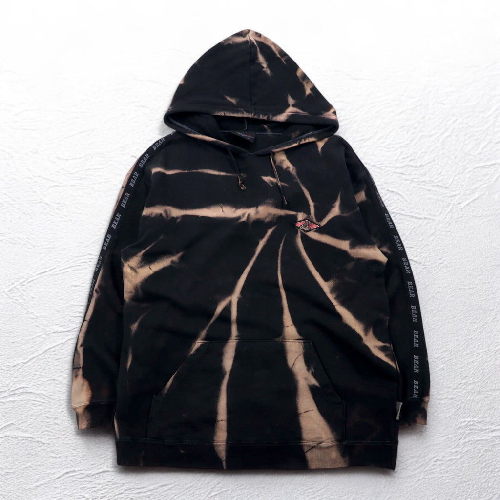 BEAR USA 90s Tie-dye Pullover Hoodie L Black Cotton Bleached
