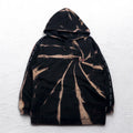 BEAR USA 90s Tie-dye Pullover Hoodie L Black Cotton Bleached