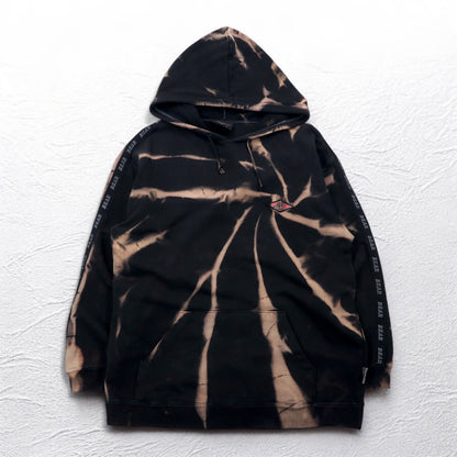 BEAR USA 90年代 タイダイ プルオーバーパーカー L ブラック コットン ブリーチ加工