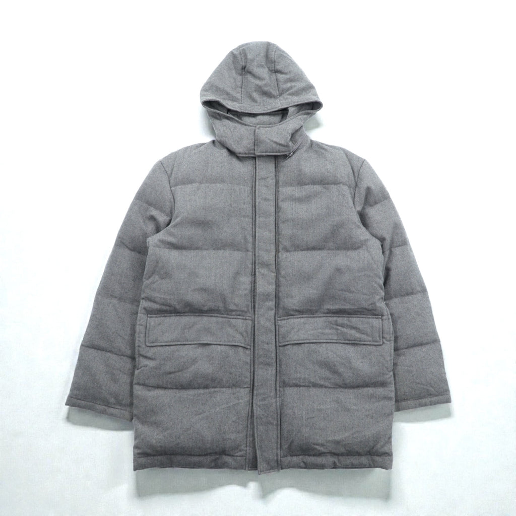 Paul Smith COLLECTION 日本製 ウール ダウンジャケット L グレー ヘリンボーン フード着脱