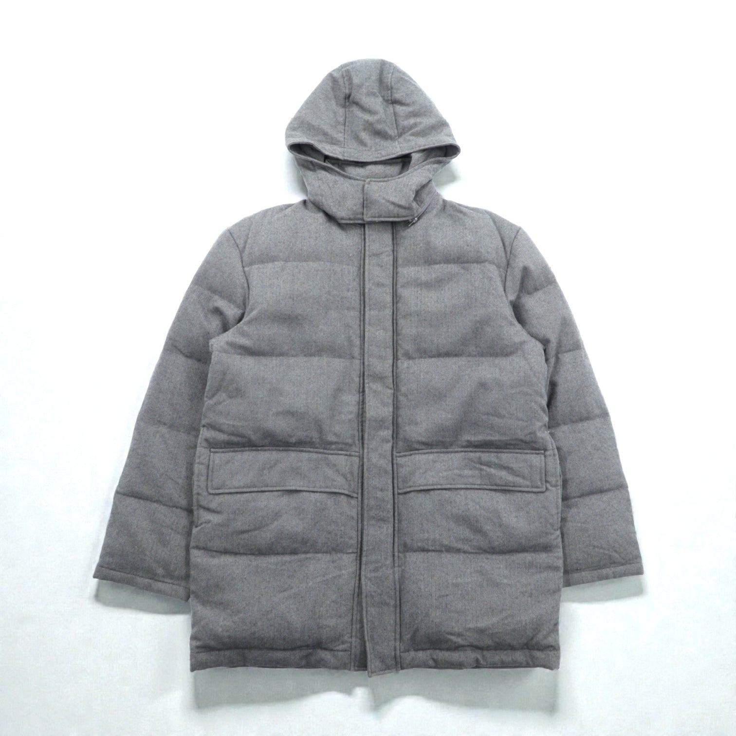 Paul Smith COLLECTION 日本製 ウール ダウンジャケット L グレー ヘリンボーン フード着脱