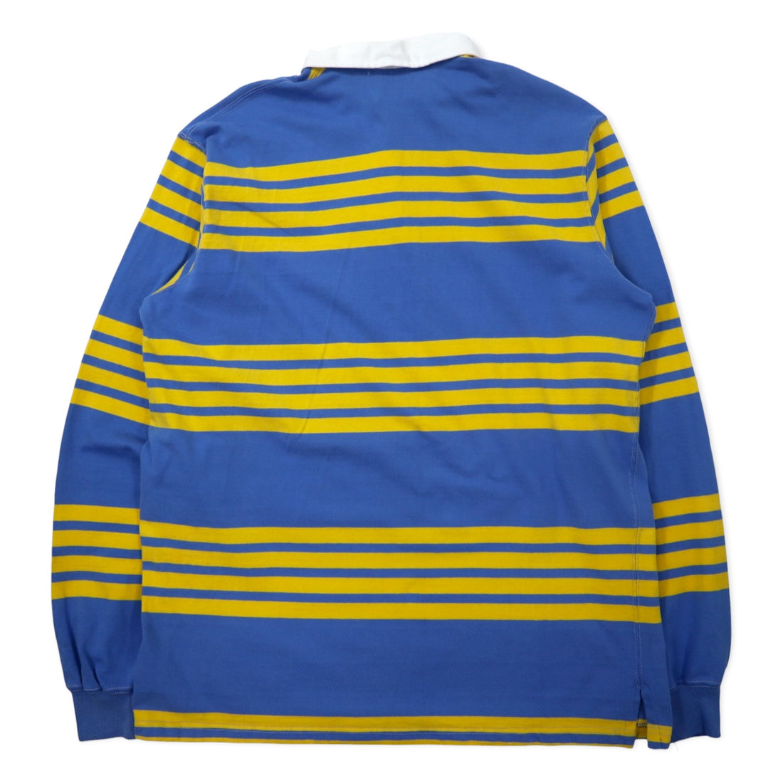 Polo by Ralph Lauren USA made striped rugby shirt L size blue yellow cotton small pony embroidery