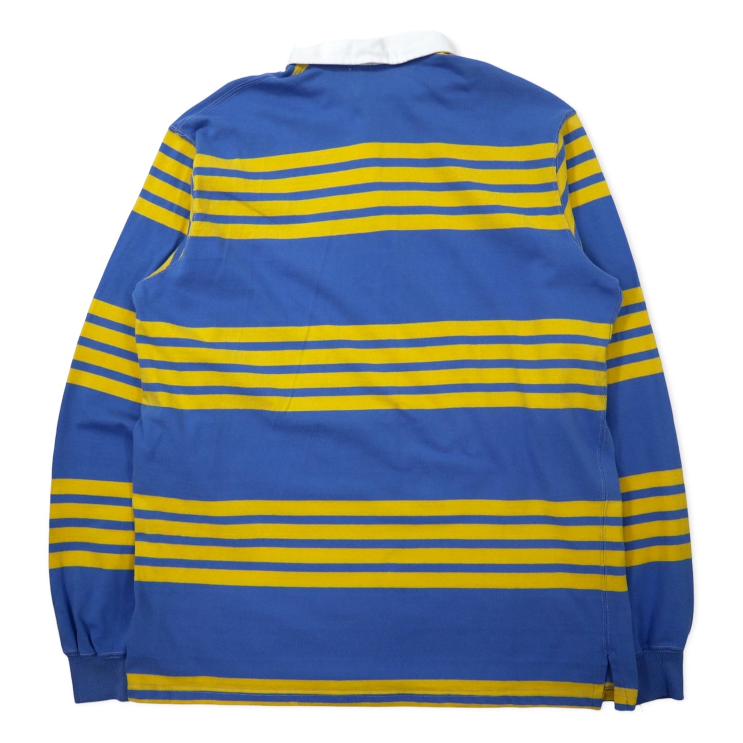 Polo by Ralph Lauren USA製 ボーダー ラガーシャツ L ブルー イエロー コットン スモールポニー刺繍