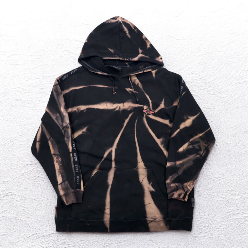 BEAR USA 90s Tie-dye Pullover Hoodie L Black Cotton Bleached