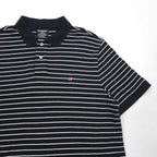 POLO JEANS CO. RALPH LAUREN 90s Striped Polo Shirt L Black One Point Logo Embroidery