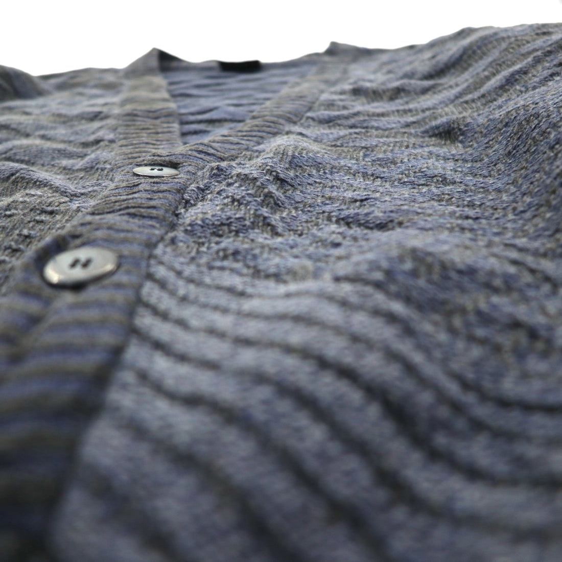 90s Italy Vintage Cardigan COLORE 90s Jacquard 3D Knit Cardigan XL Navy