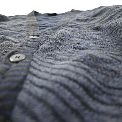 90s Italy Vintage Cardigan COLORE 90s Jacquard 3D Knit Cardigan XL Navy