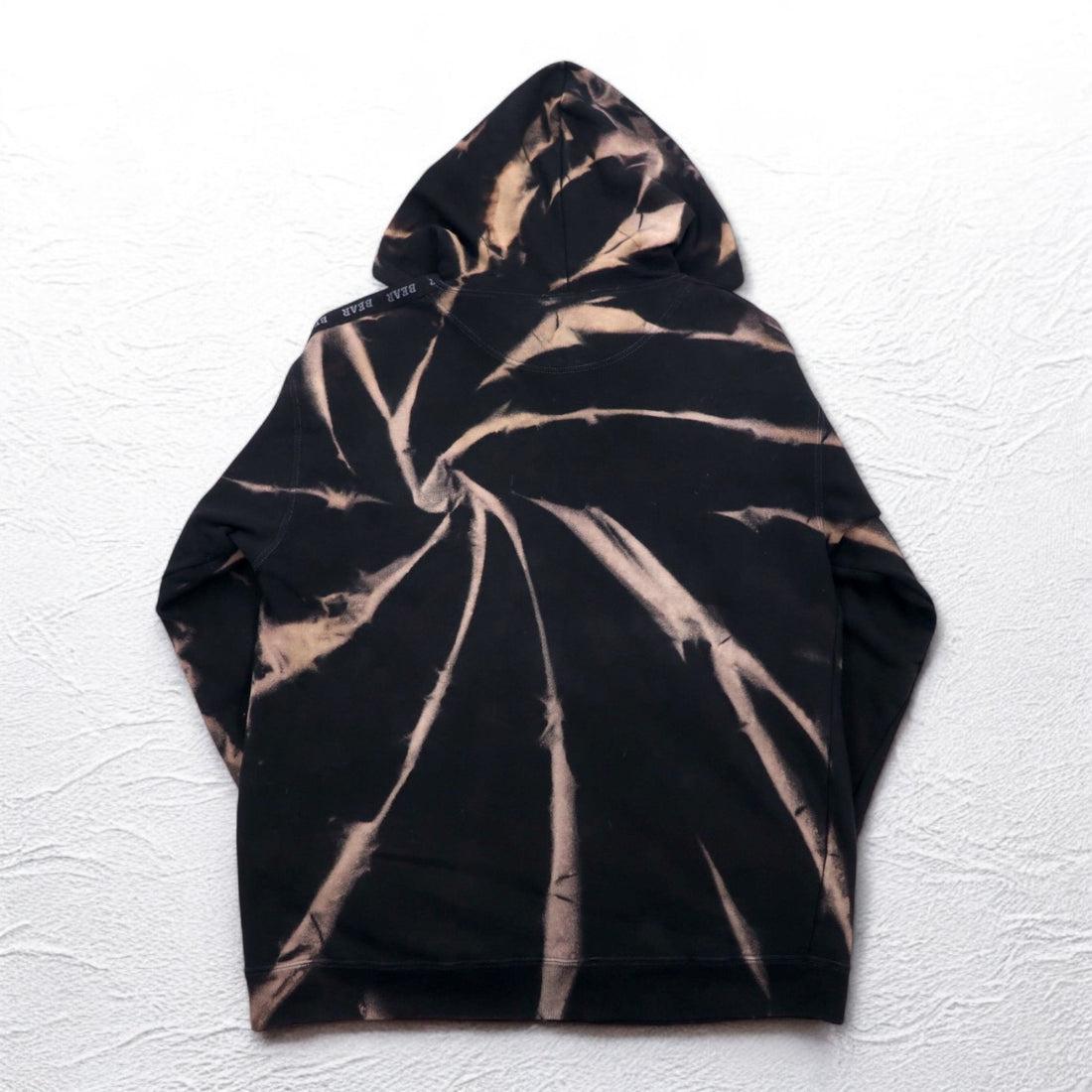 BEAR USA 90s Tie-dye Pullover Hoodie L Black Cotton Bleached