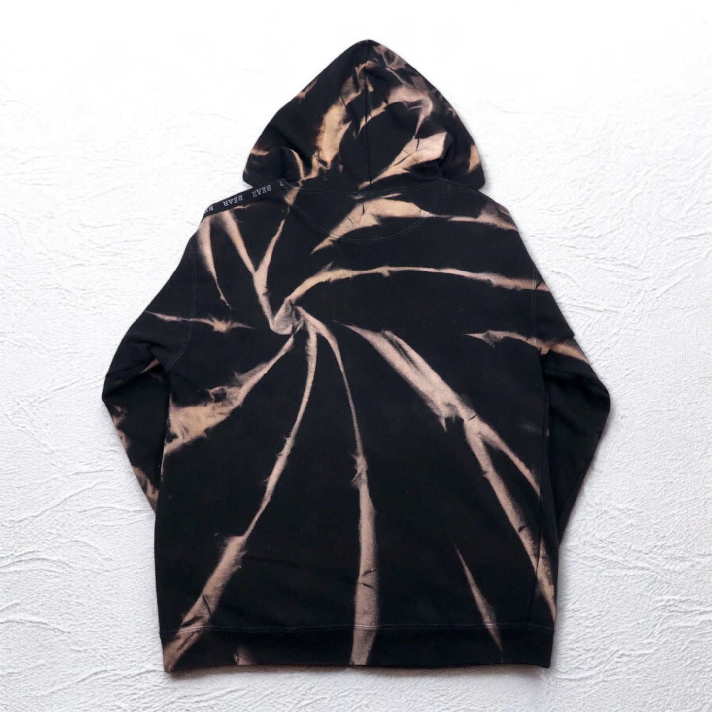 BEAR USA 90年代 タイダイ プルオーバーパーカー L ブラック コットン ブリーチ加工