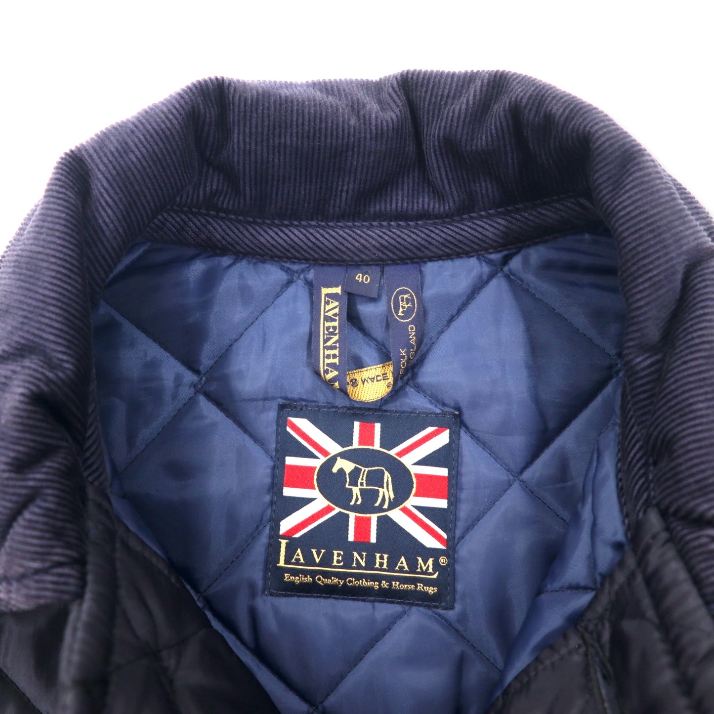 LAVENHAM イギリス製 キルティングジャケット 40 ネイビー ポリエステル