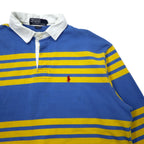 Polo by Ralph Lauren USA made striped rugby shirt L size blue yellow cotton small pony embroidery