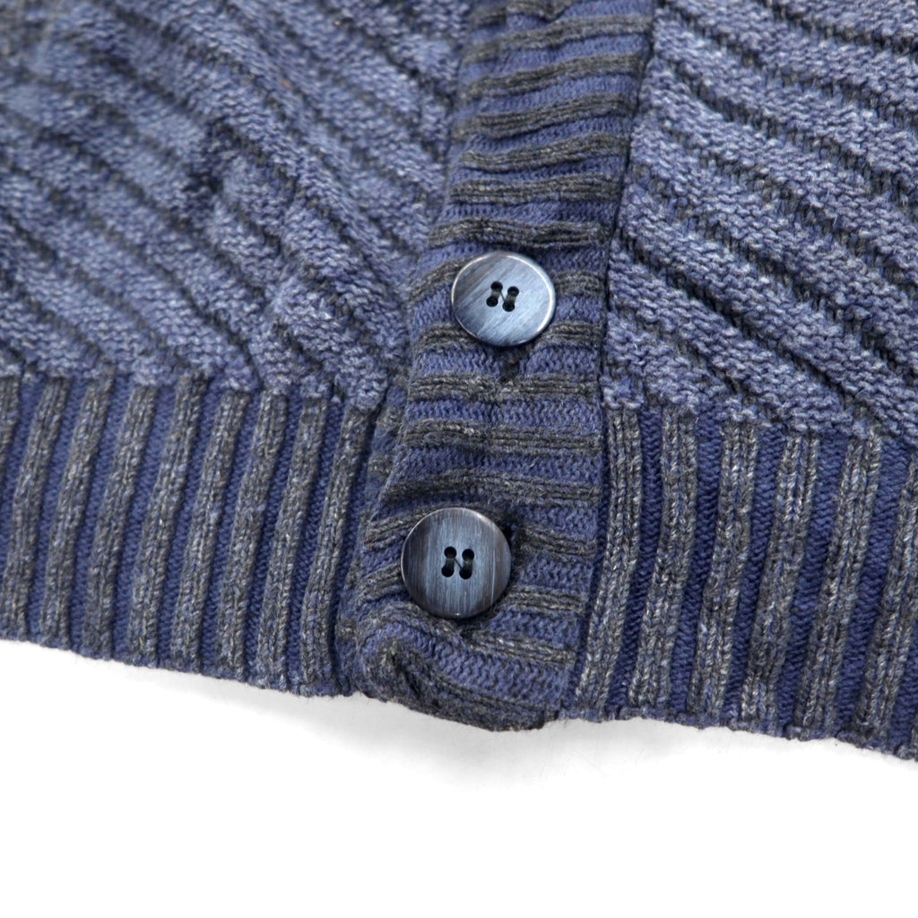 90s Italy Vintage Cardigan COLORE 90s Jacquard 3D Knit Cardigan XL Navy