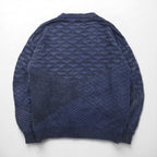 90s Italy Vintage Cardigan COLORE 90s Jacquard 3D Knit Cardigan XL Navy