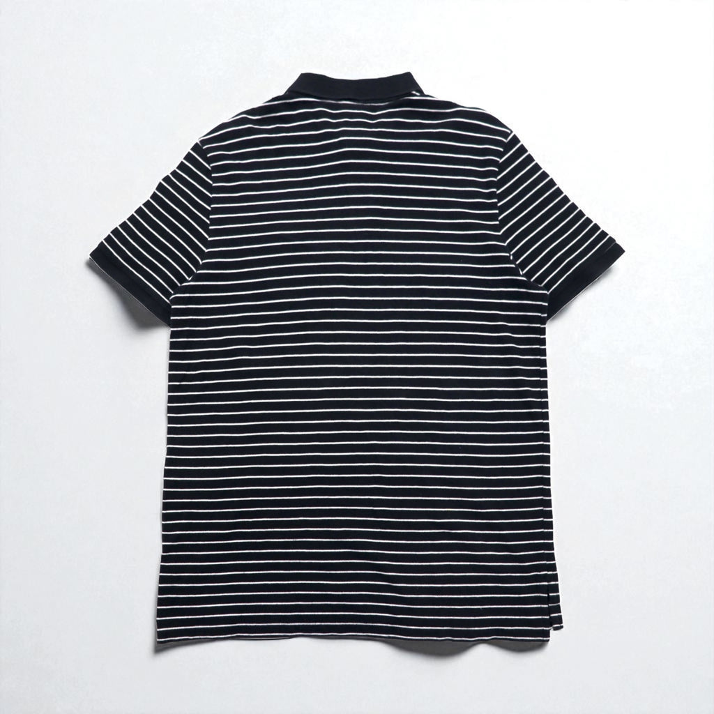POLO JEANS CO. RALPH LAUREN 90s Striped Polo Shirt L Black One Point Logo Embroidery