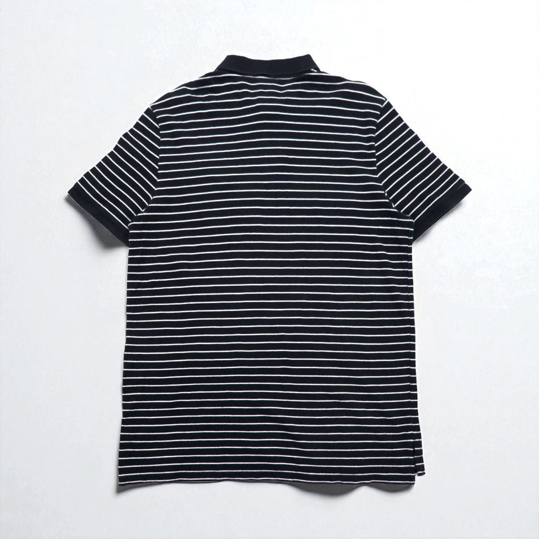 POLO JEANS CO. RALPH LAUREN 90s Striped Polo Shirt L Black One Point Logo Embroidery