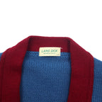 90年代 LANG DICK レタード カーディガン L ネイビー ウール ワッペン 日本製