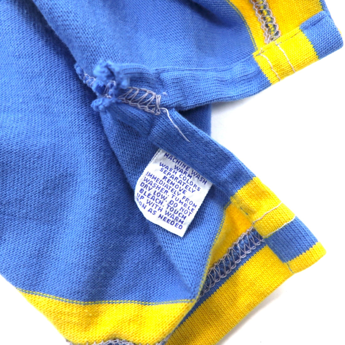 Polo by Ralph Lauren USA made striped rugby shirt L size blue yellow cotton small pony embroidery