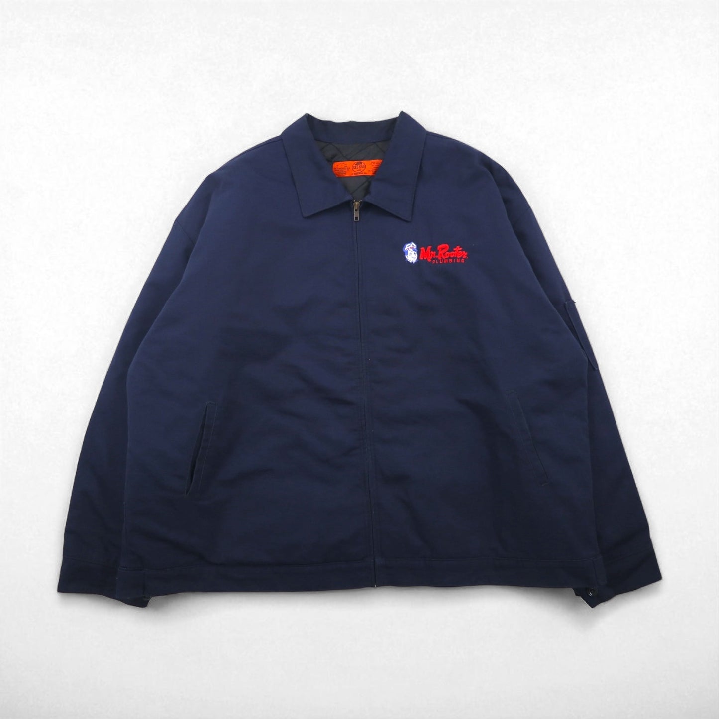 RED KAP Work Jacket Zip-Up Blouson XL Navy JT22NV with Mr. Rooter One-Point Embroidery