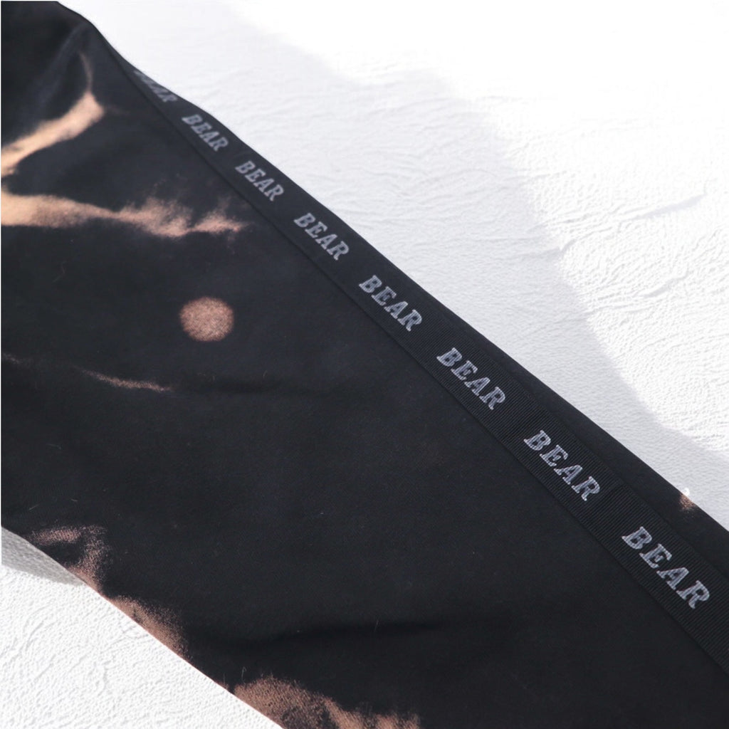 BEAR USA 90s Tie-dye Pullover Hoodie L Black Cotton Bleached