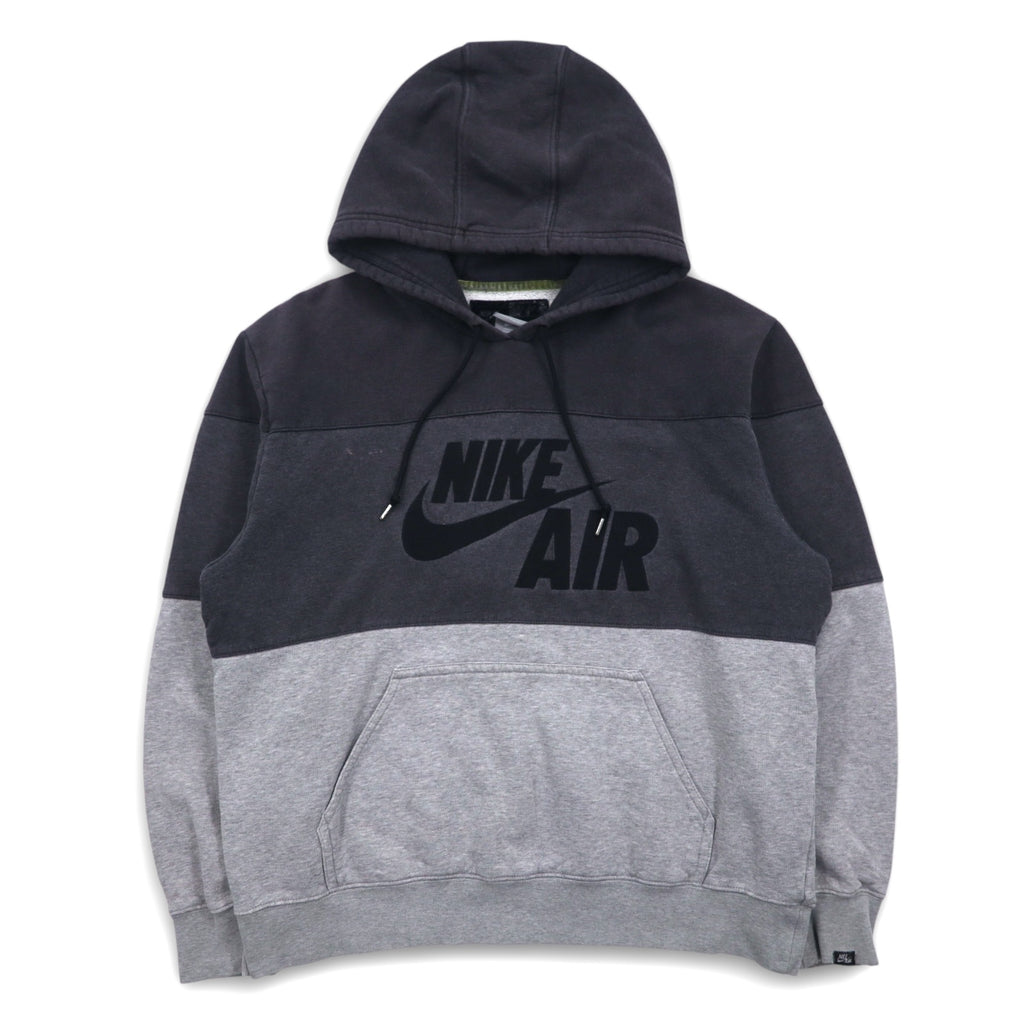 NIKE AIR '72 Swoosh Logo Embroidered Pullover Hoodie M Grey Cotton