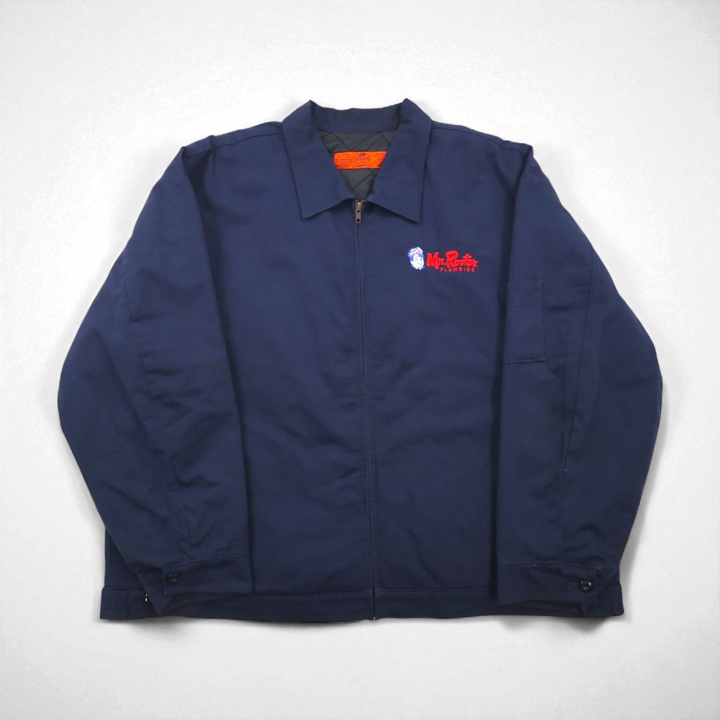RED KAP Work Jacket Zip-Up Blouson XL Navy JT22NV with Mr. Rooter One-Point Embroidery