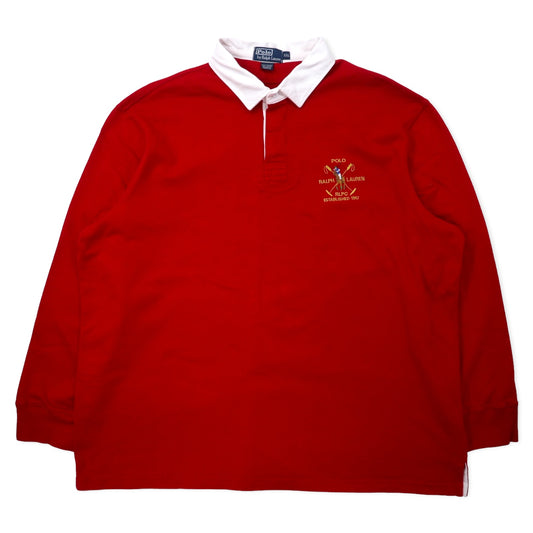 日本然リトテ-古着オンライン-Polo by Ralph Lauren ラガーシャツ XXL レッド コットン ポニー刺繍-Polo by Ralph Lauren Rugby Shirt XXL Red Cotton Pony Embroidery