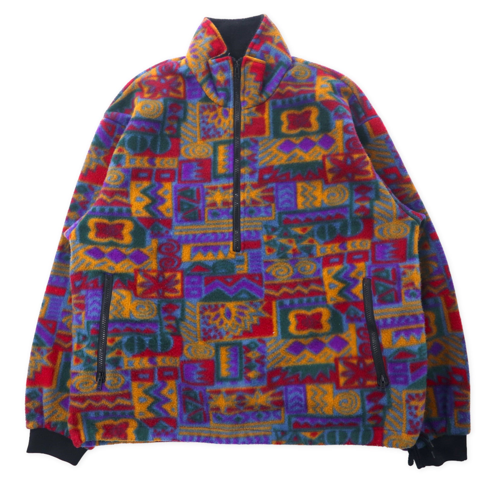 日本然リトテ-古着オンライン-AVON Sportswear カナダ製 80年代 ハーフジップ フリースジャケット 総柄 M マルチカラー ポリエステル 幾何学柄 ビッグサイズ-Avon Sportswear Canada MADE 80s Half Zip Fleece Jacket Patterned M Multi Color Polyester Geometric Big Size