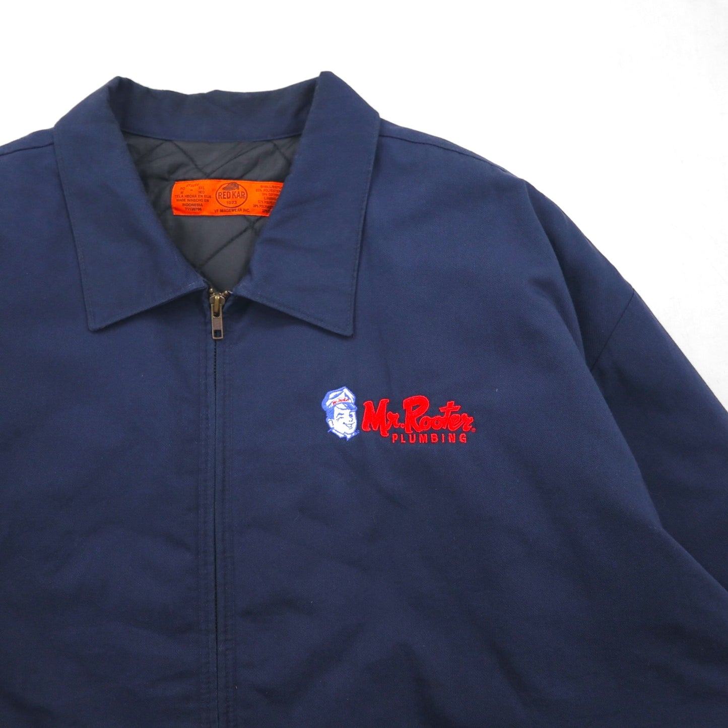 RED KAP Work Jacket Zip-Up Blouson XL Navy JT22NV with Mr. Rooter One-Point Embroidery