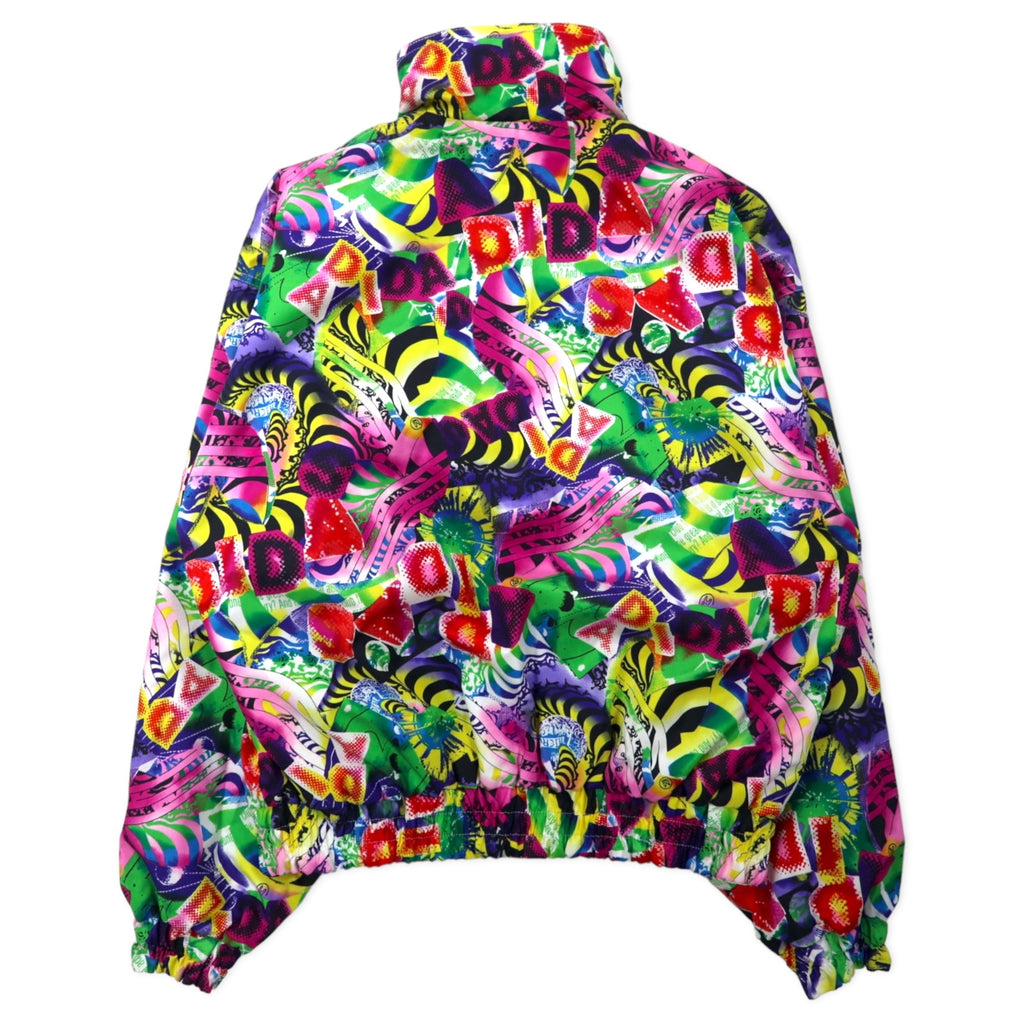 adidas 90年代 リバーシブル パデット ナイロンジャケット ウィンドブレーカー O マルチカラー ホワイト 総柄 ポリエステル 中綿 トレフォイルロゴ バックプリント 銀タグ ビッグサイズ