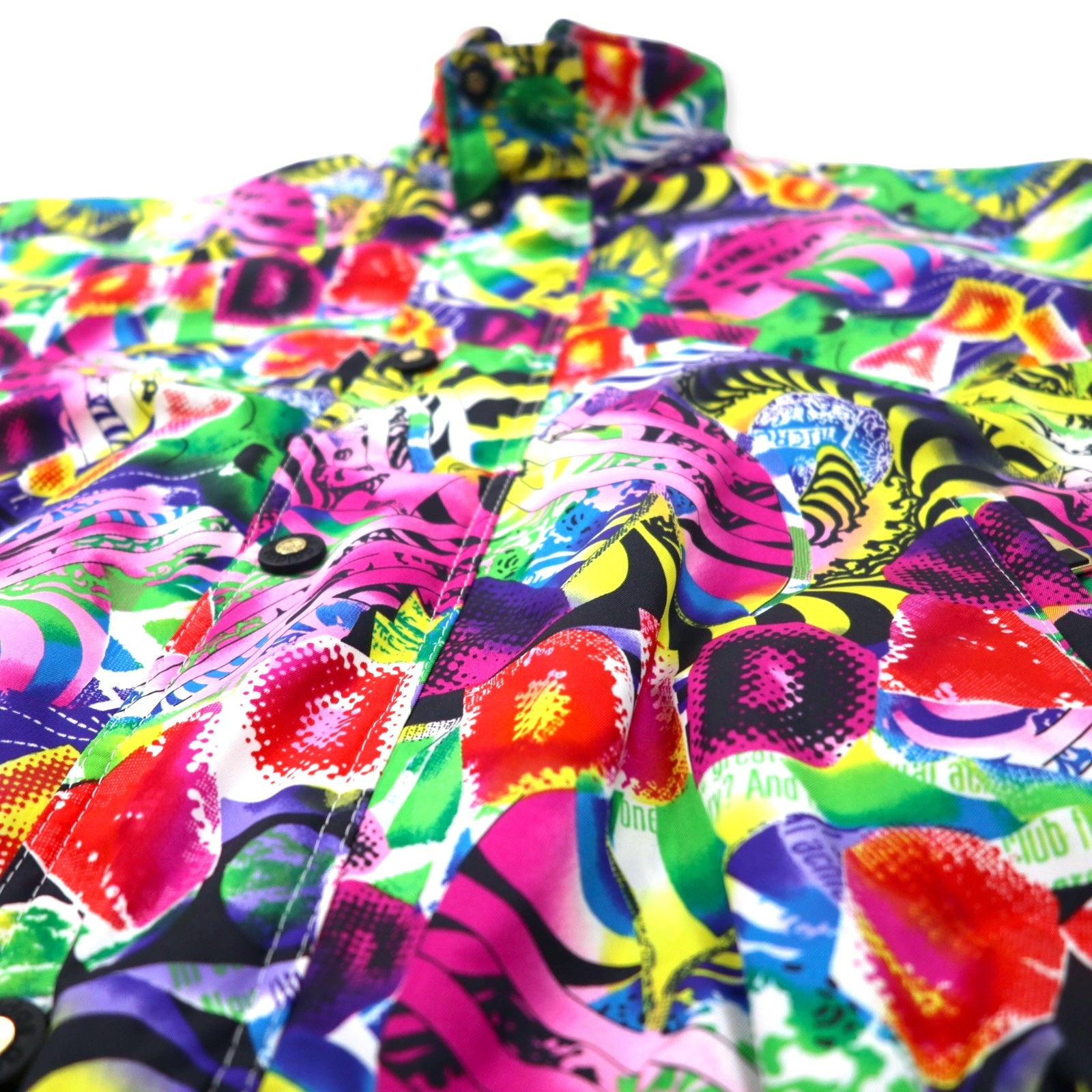 adidas 90年代 リバーシブル パデット ナイロンジャケット ウィンドブレーカー O マルチカラー ホワイト 総柄 ポリエステル 中綿 トレフォイルロゴ バックプリント 銀タグ ビッグサイズ