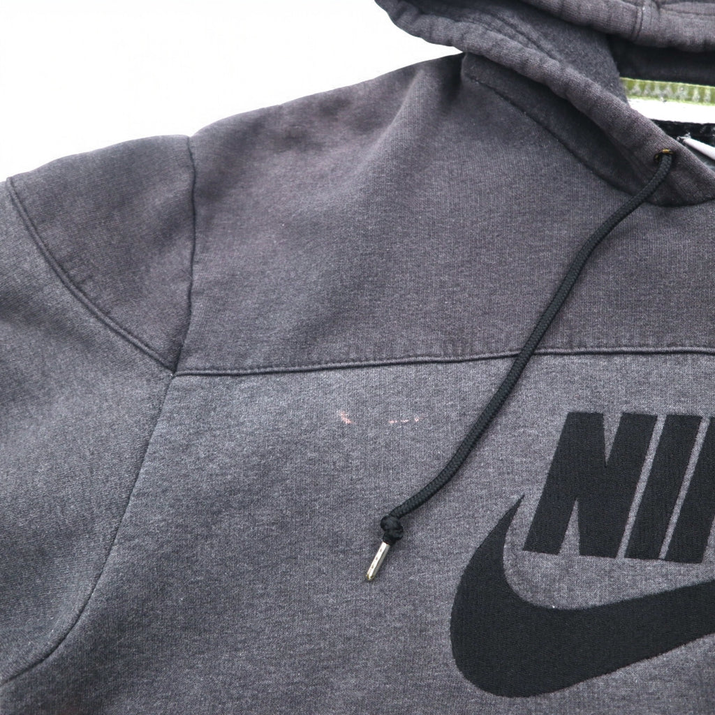 NIKE AIR '72 Swoosh Logo Embroidered Pullover Hoodie M Grey Cotton