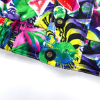 adidas 90年代 リバーシブル パデット ナイロンジャケット ウィンドブレーカー O マルチカラー ホワイト 総柄 ポリエステル 中綿 トレフォイルロゴ バックプリント 銀タグ ビッグサイズ