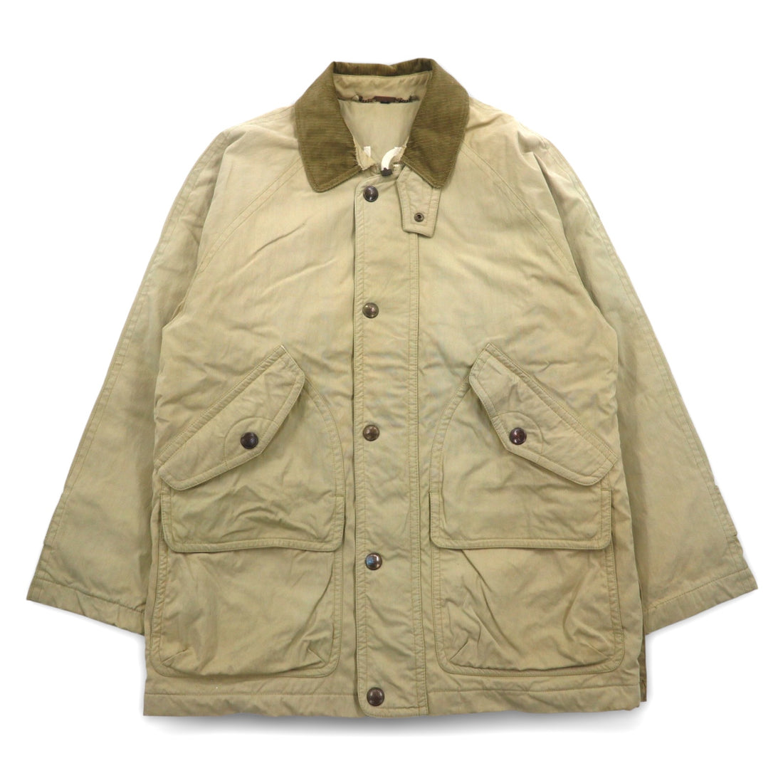 90s LUC SAINT ALBAN Hunting Jacket Coverall L Beige Corduroy Collar Elbow Patch