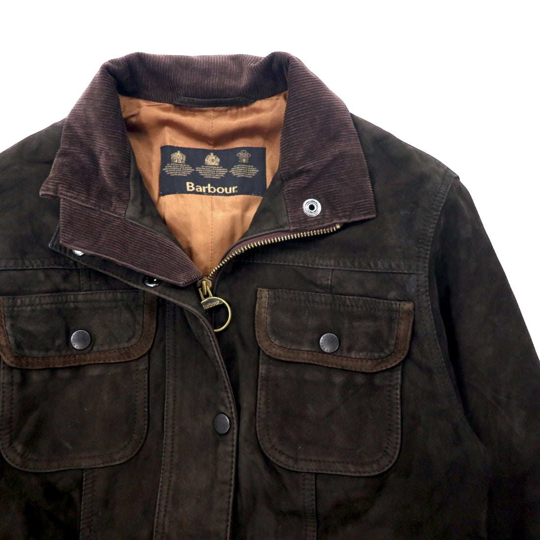 Barbour Utility Nubuck Leather Jacket Motorcycle Jacket 8 Brown L1270 UTILITY NUBUCK LEATHER JACKET